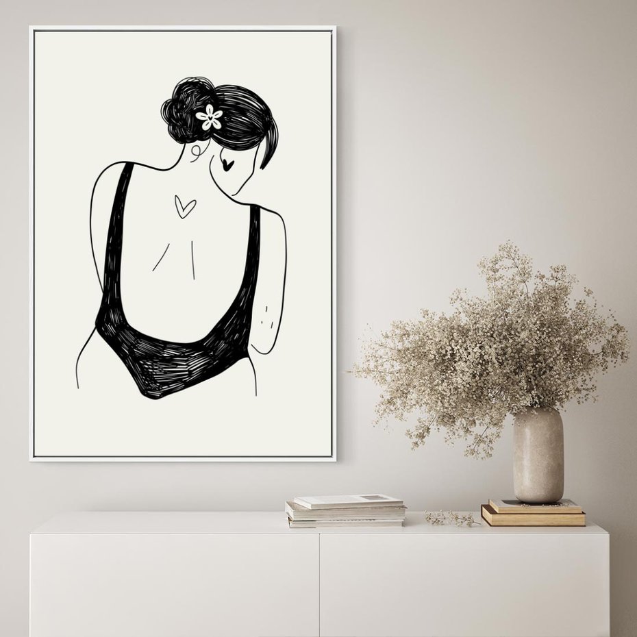 Obraz w ramie 70x100 - Echa Piękna - piękno kobiecego ciała, kobieta - rama biała