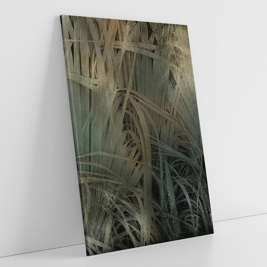 Obraz na płótnie 50x70 - Światło w mroku duszy - liście traw, mroczny klimat
