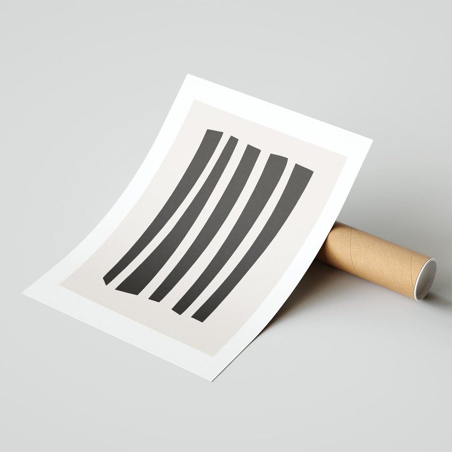 Plakat bez ramy 50x70 - Migotliwa Transformacja Form - minimalizm, czarne pasy