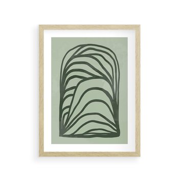 Plakat w ramie 50x70 - Zielonkawy Uścisk Natury - abstrakcyjny zielony motyw, skandynawski design - rama drewno