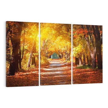 Obraz na płótnie 120x80 - Jesienna Droga: Przechadzka wśród Drzew - jesień, droga