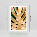 Plakat w ramie 50x70 - Piękno i Styl - złote, liście - rama biała