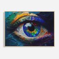 Obraz w ramie 120x80 - Mistyka Tęczowego Oka - oko, obraz olejny - rama drewno