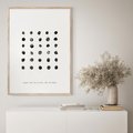 Plakat w ramie 30x40 - Boho Sztuka Wolości - minimalistyczny plakat, czarne kropki na białymtle - rama drewno