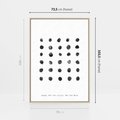Obraz w ramie 70x100 - Boho Sztuka Wolości - minimalistyczny plakat, czarne kropki na białymtle - rama drewno