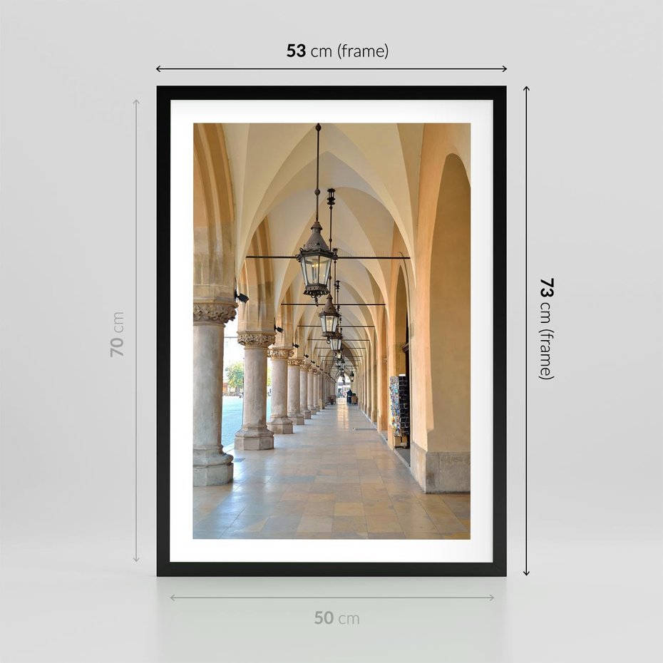 Plakat w ramie 50x70 - Uliczka w perspektywie czasu - uliczka, perspektywa - rama czarna