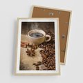 Plakat w ramie 50x70 - Kawowa filiżanka pełna aromatu - kawa, filiżanka - rama drewno