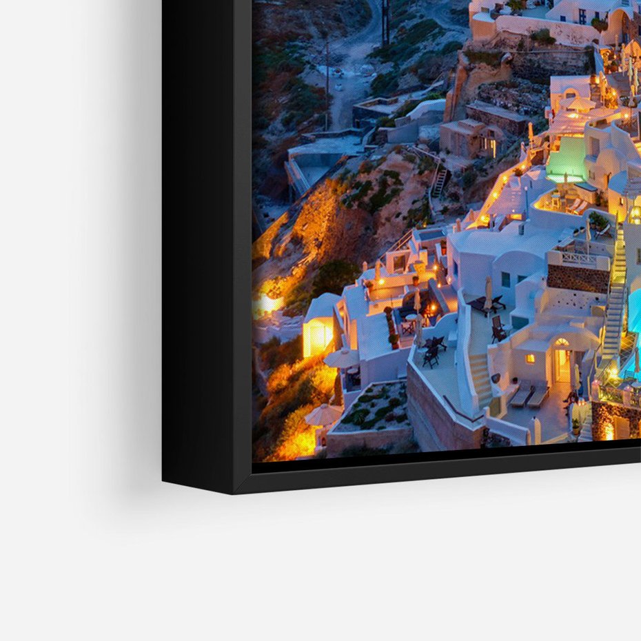 Obraz w ramie 50x70 - Wyblakłe wspomnienia gwiazd - Santorini, wieczór - rama czarna