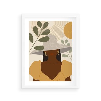 Plakat w ramie 50x70 - Grafika w Innowacyjnym Stylu - grafika, postać kobiety - rama biała