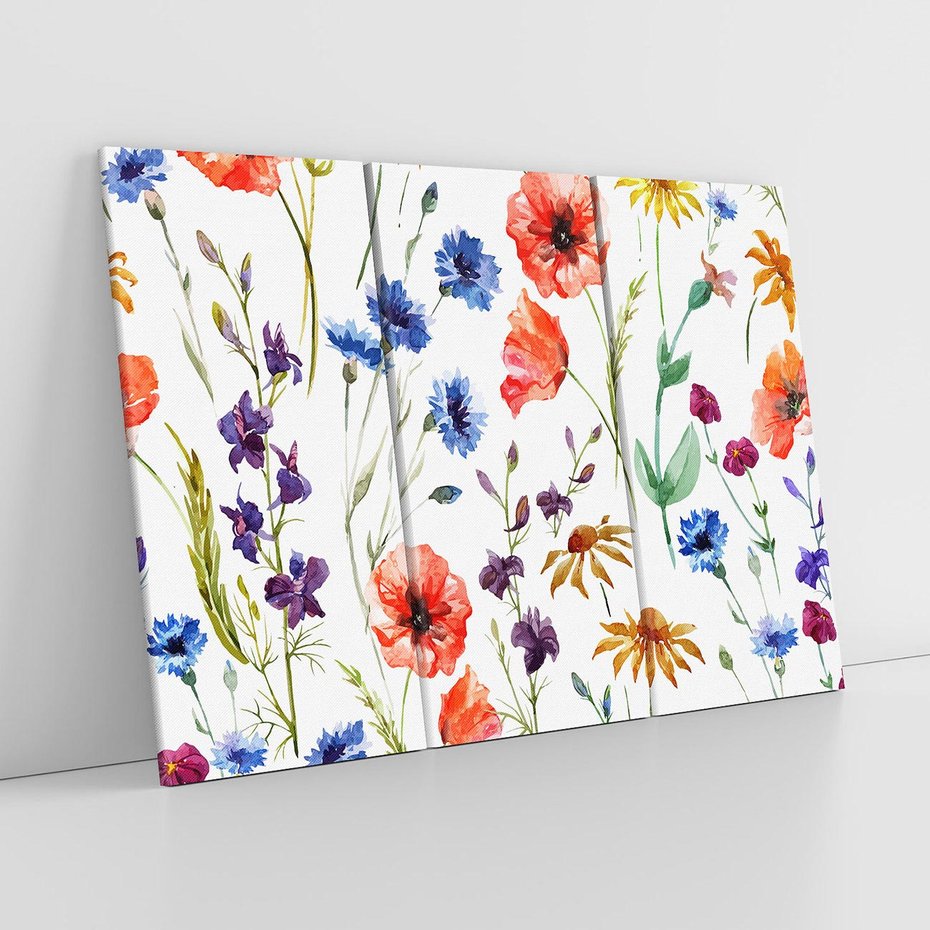 Obraz na płótnie 120x80 - Kwiatowe radości na łące - kwiaty, łączka