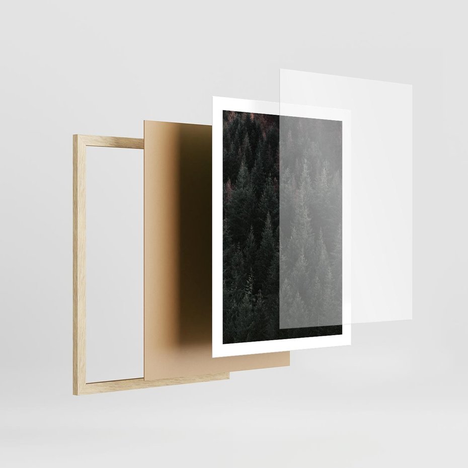 Plakat w ramie 50x70 - Wysoko nad Iglastym Lasem - las, perspektywa - rama drewno