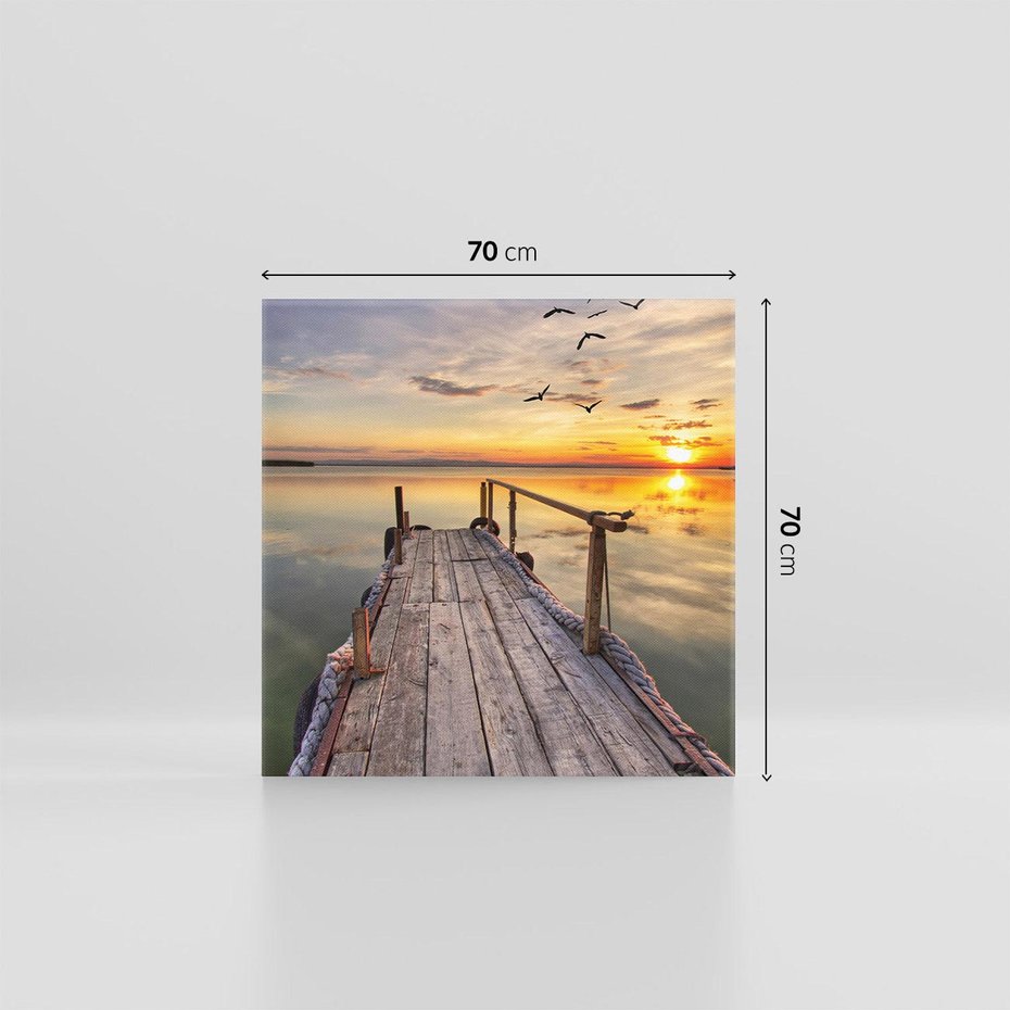 Obraz na płótnie 70x70 - Zachód Słońca na Pomostcie - zachód, słońca