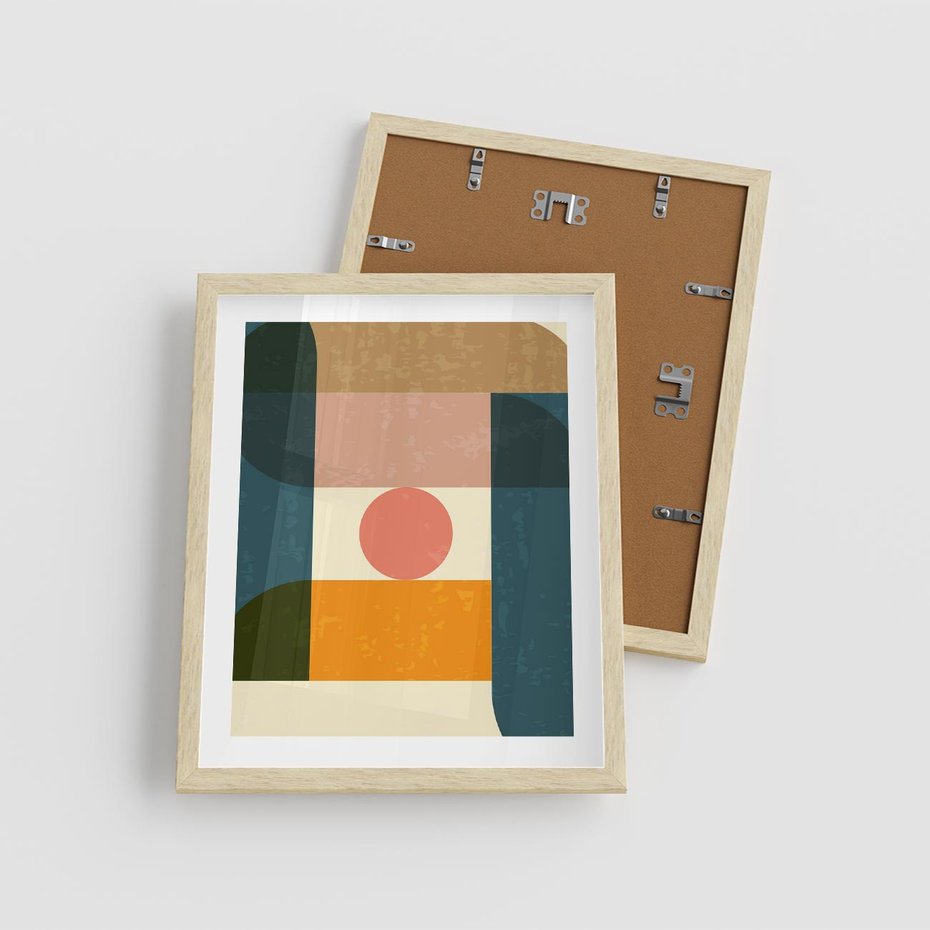 Plakat w ramie 40x50 - Geometryczna Ekspresja - geometria, plakat - rama drewno