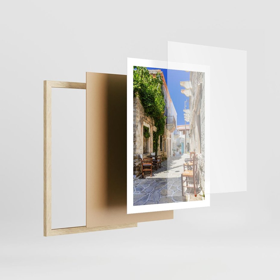 Plakat w ramie 50x70 - Magiczny Spacer - uliczka, perspektywa - rama drewno