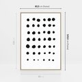 Obraz w ramie 80x120 - Refleksje Światła - minimalistyczna kompozycja, czarne kropkina białym tle - rama drewno