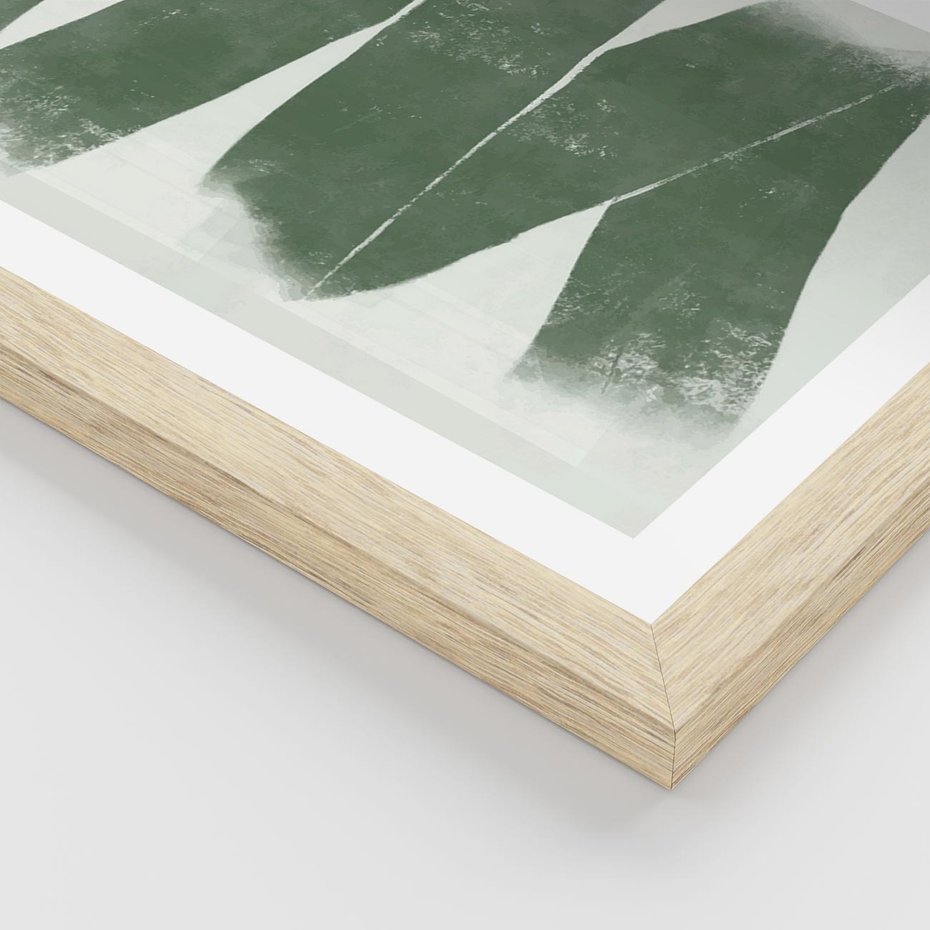 Plakat w ramie 40x50 - Zielone Refleksje - abstrakcja, zgaszony zielony kolor - rama drewno