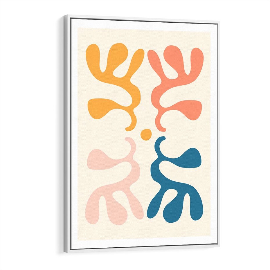 Obraz w ramie 70x100 - Migotliwe Akwarelowe Kontury - absrakcyjne dziwne formy, nowoczesny plakat - rama biała