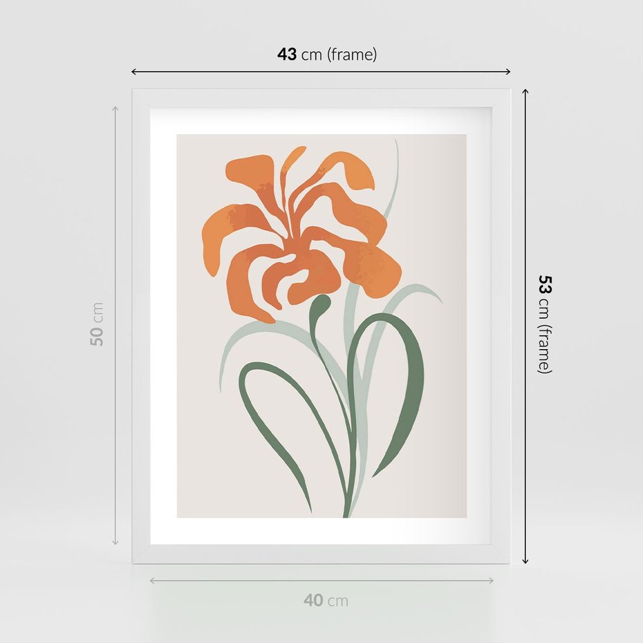 Plakat w ramie 40x50 - Kwiatowe Harmonie - kwiat, sztuka nowoczesna - rama biała