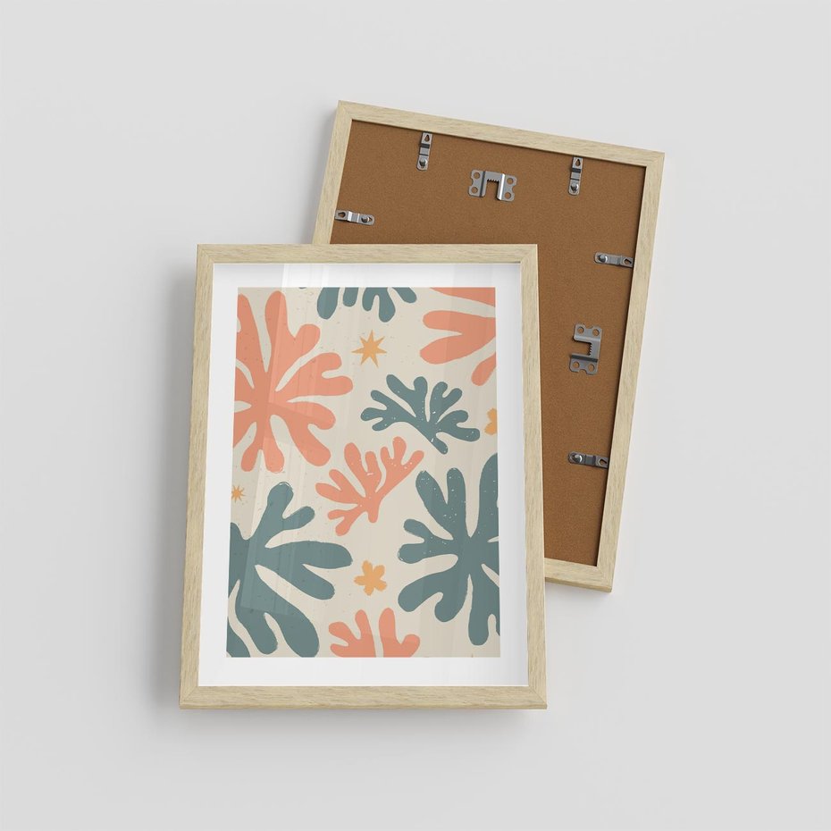 Plakat w ramie 30x40 - Boho Wybuch - boho formy, kształty - rama drewno