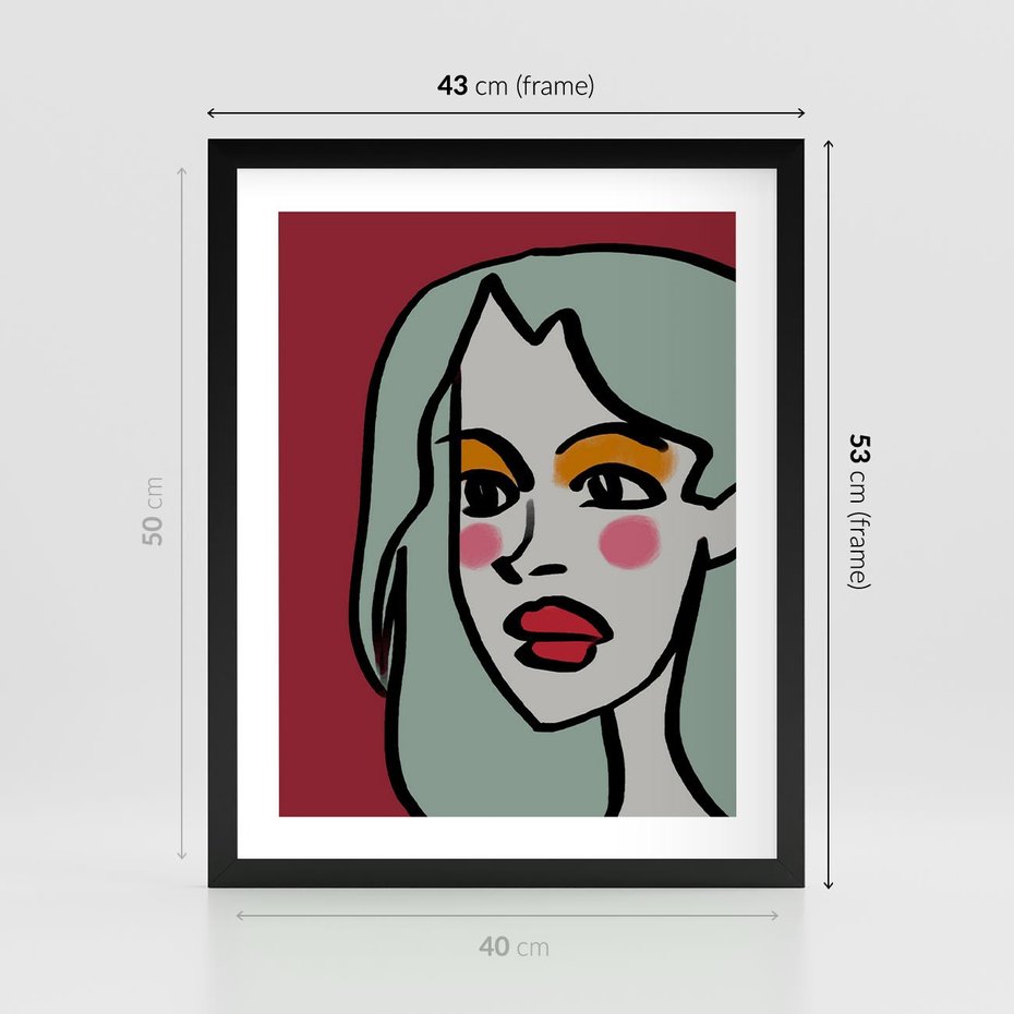 Plakat w ramie 40x50 - Ekspresja Linii - nowoczesny plakat, mocna linie - rama czarna