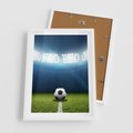 Plakat w ramie 50x70 - Piłka w drodze do gola - piłka, gol - rama biała