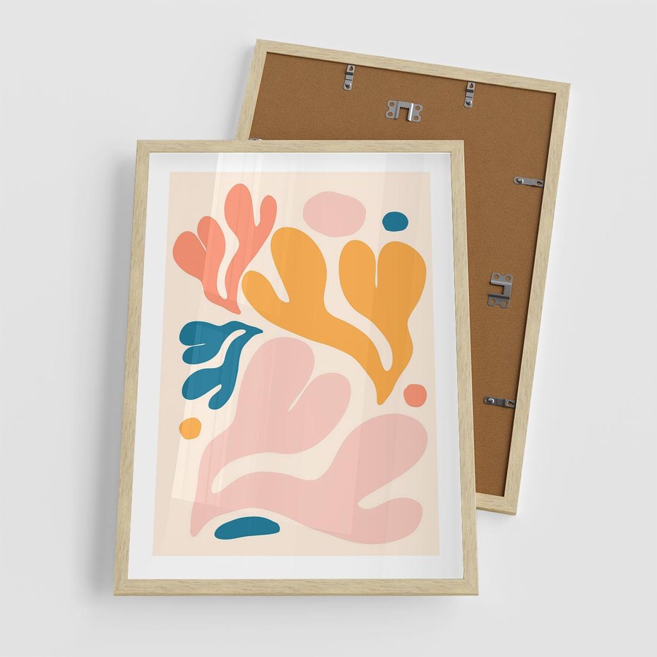 Plakat w ramie 50x70 - Granice Inspiracji - abstrakcyjne dziwne formy, nowoczesny plakat - rama drewno