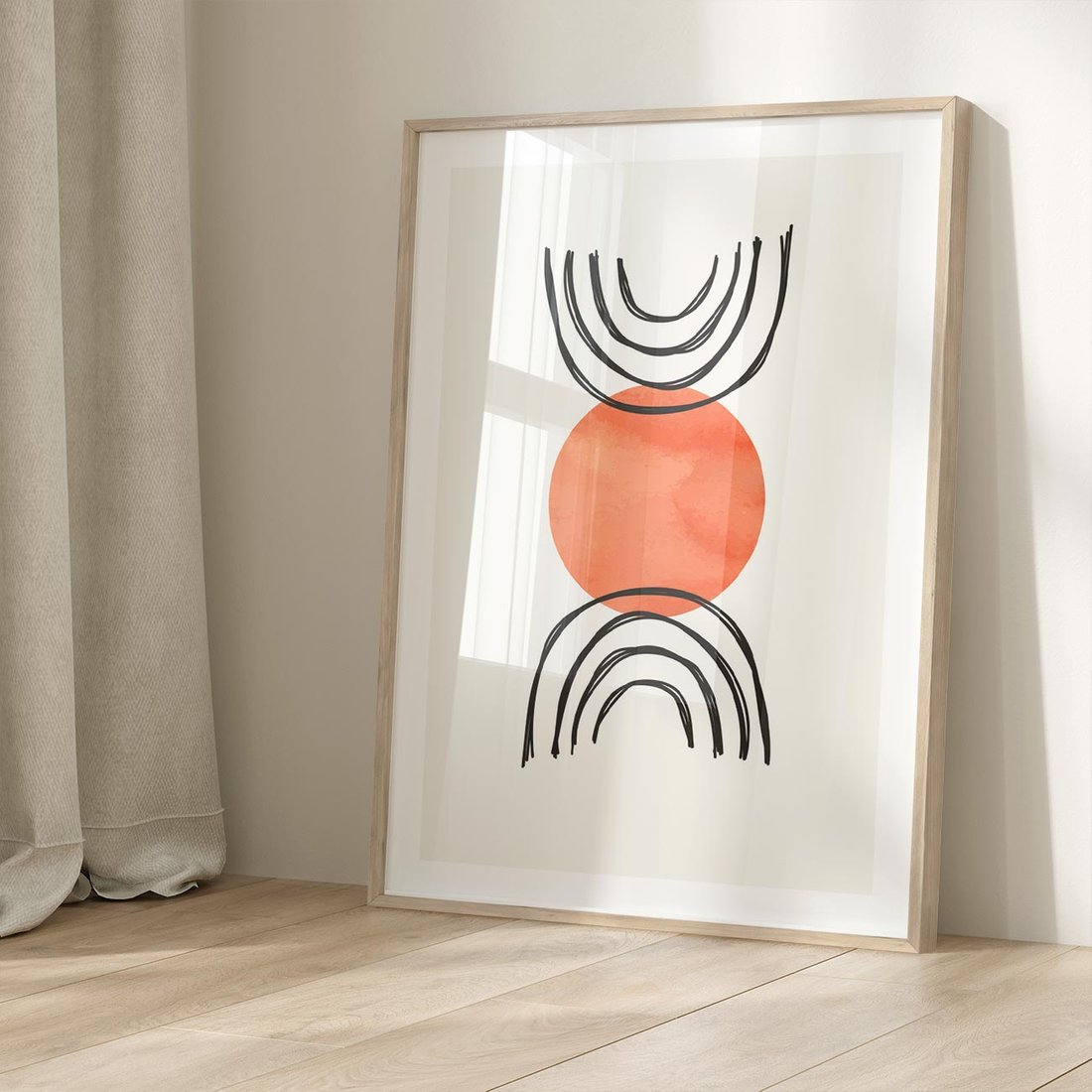 Plakat w ramie 50x70 - Lustrzane Widzenie - koło, boho styl - rama drewno