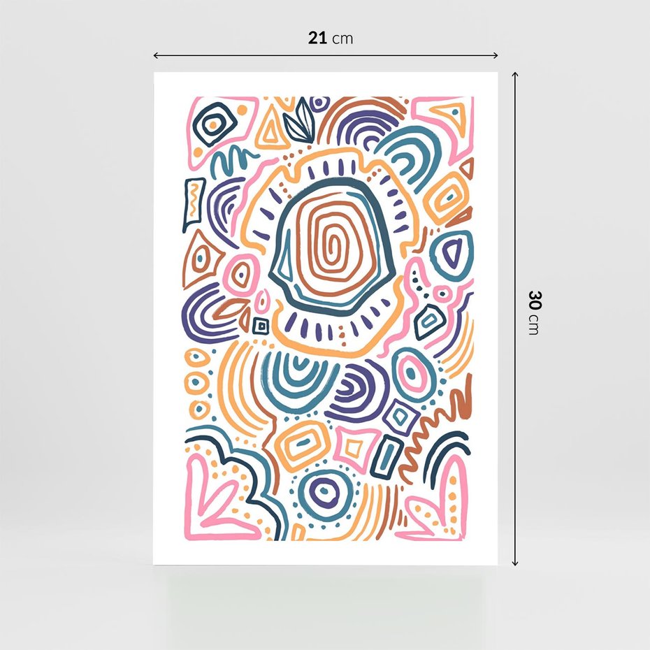 Plakat bez ramy 21x30 - Eksploracja Etnicznych Granic - kolorowe etniczne wzory, tęczowe żywe kolory