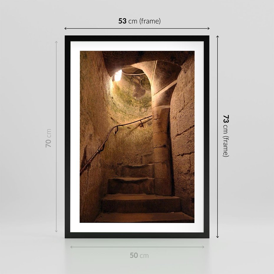 Plakat w ramie 50x70 - Perspektywa uliczki - uliczka, perspektywa - rama czarna
