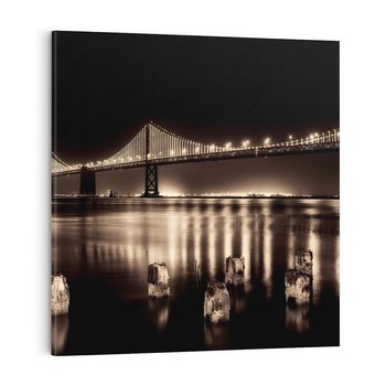 Obraz na płótnie 30x30 - Most nocą nad rzeką - noc, most