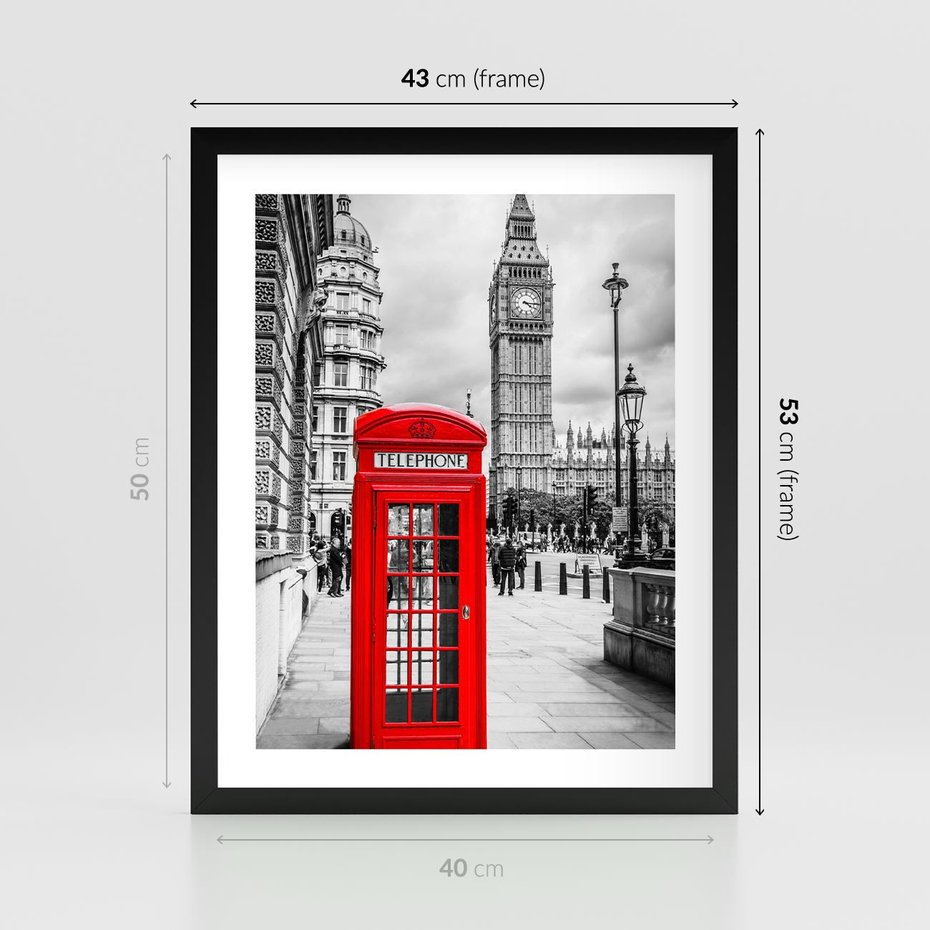 Plakat w ramie 40x50 - Ikoniczna budka w Londynie - Londyn, budka - rama czarna