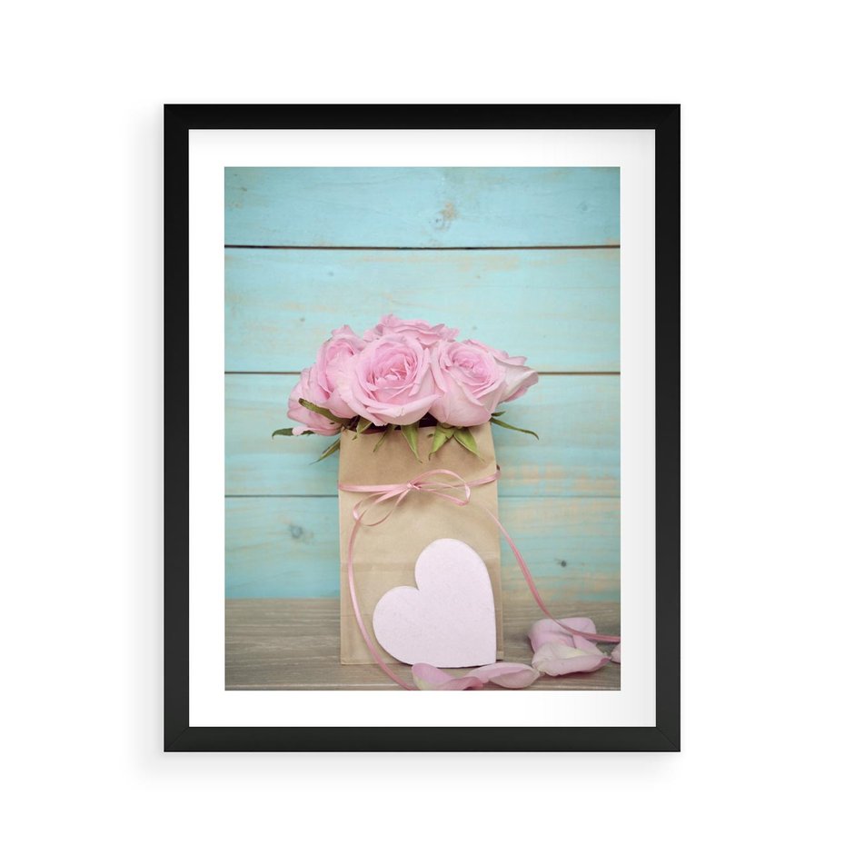 Plakat w ramie 40x50 - Uczucie W Pełnym Rozkwicie - kwiaty, romantyczne - rama czarna