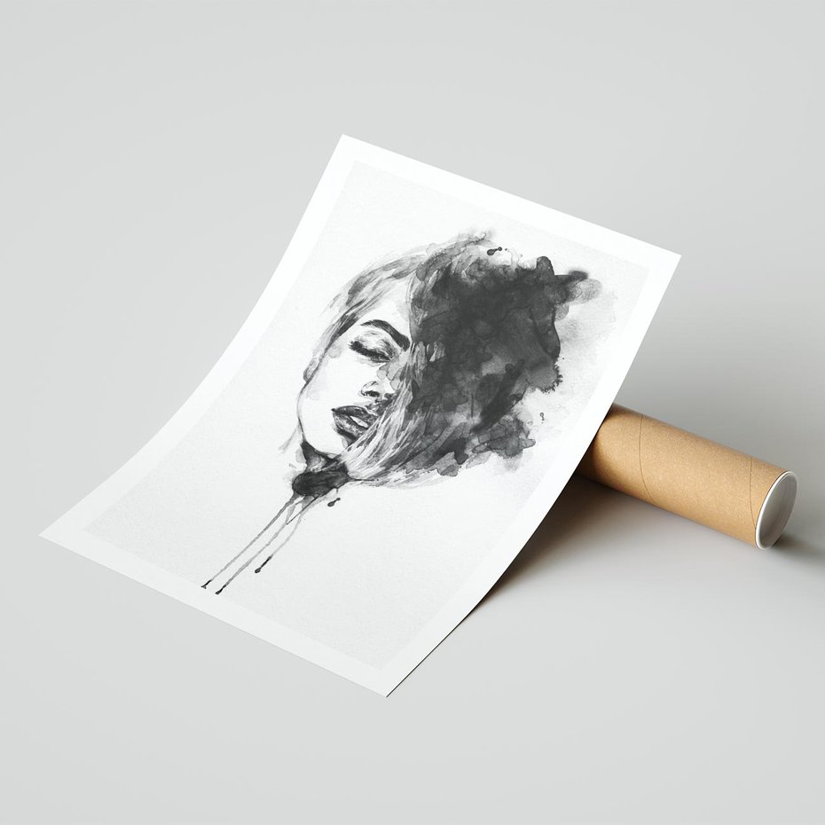 Plakat bez ramy 21x30 - Kobieta w akwareli - kobieta, akwarela