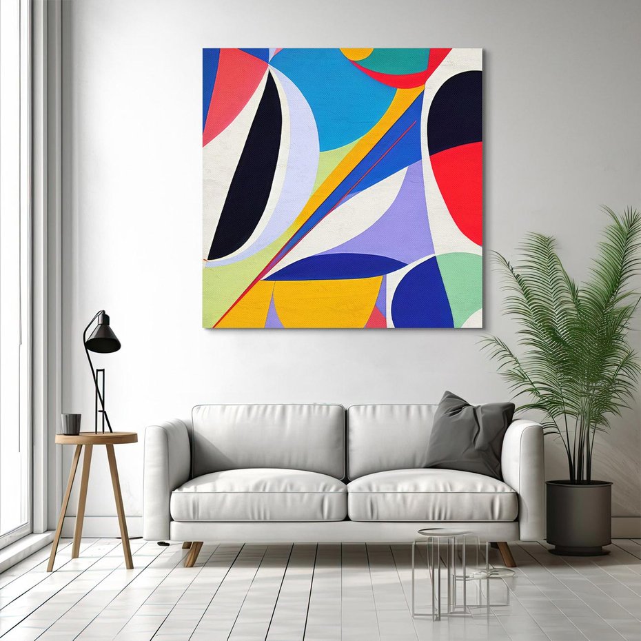 Obraz na płótnie 60x60 - Kolorowe Przesunięcia Kształtów - abstrakcyjny obraz olejny, żywe kolory