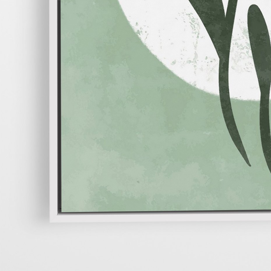 Obraz w ramie 70x100 - Kształty Zielonego Ukojenia - zielony plakat, roślinne motywy - rama biała