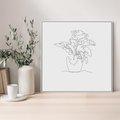 Obraz w ramie 80x80 - Rozkwitające Formy - szkic, minimalizm - rama biała