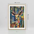 Plakat w ramie 50x70 - Bezgraniczne Kontury Zaskoczenia - abstrakcyjny obraz olejny, jeleń - rama drewno