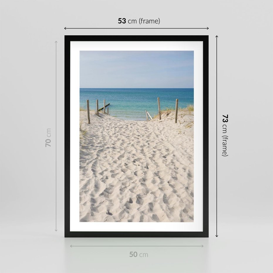 Plakat w ramie 50x70 - Harmonia plażowego morza - plaża, morze - rama czarna