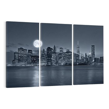 Obraz na płótnie 120x80 - Księżyc nad miastem nocą - księżyc, miasto