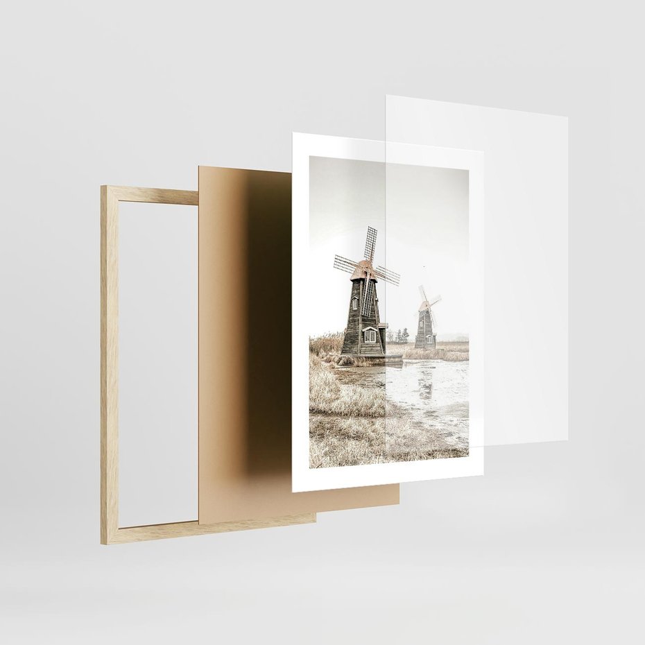 Plakat w ramie 30x40 - Wiejskie Młyny: Rustykalna Fotografia - młyny, rustykalna fotografia - rama drewno