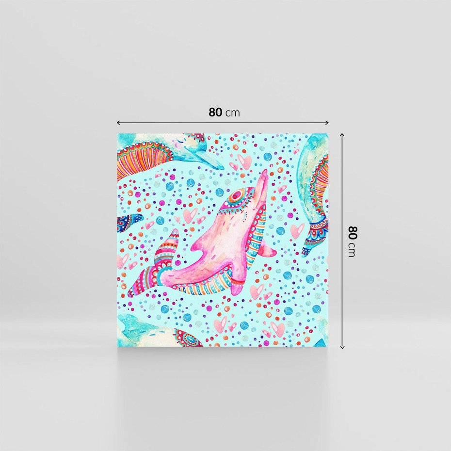 Obraz na płótnie 80x80 - Lekkość W Ruchu - delfin, akwarela