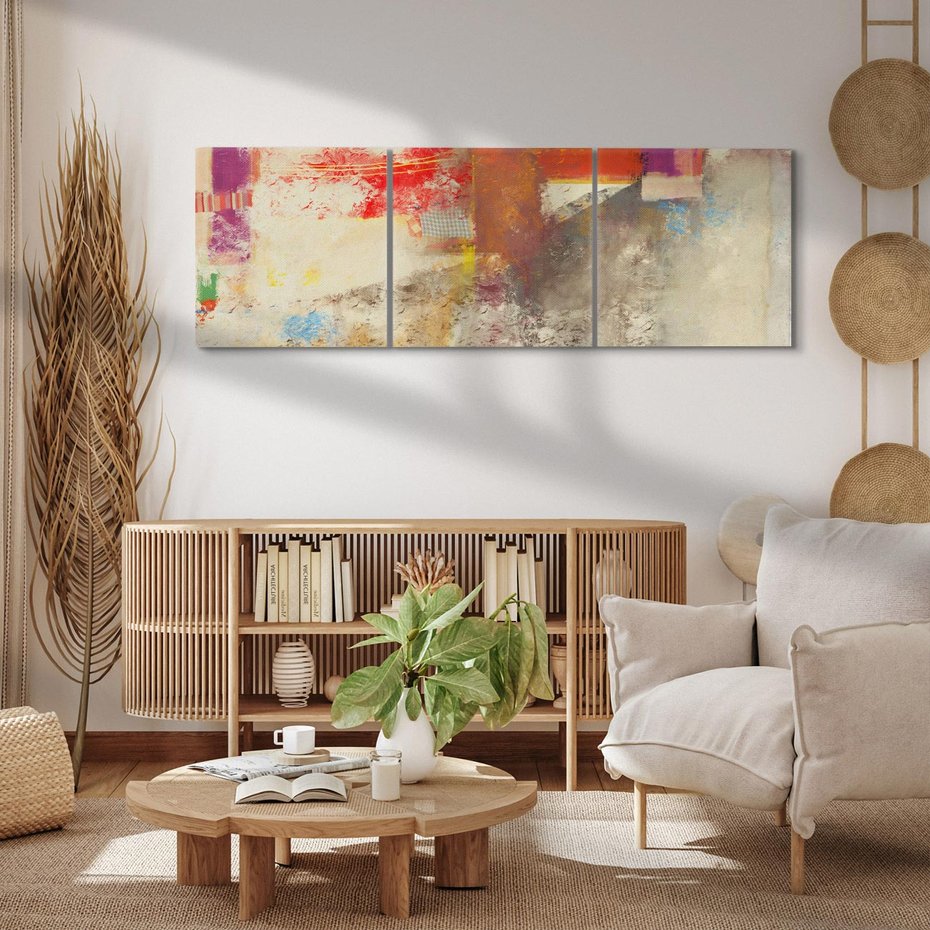 Obraz na płótnie 120x40 - Abstrakcja olejna - kształty i kolory - abstrakcja, olejna