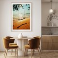 Plakat w ramie 30x40 - Tropikalna plaża i huśtawka - plaża, tropiki - rama drewno