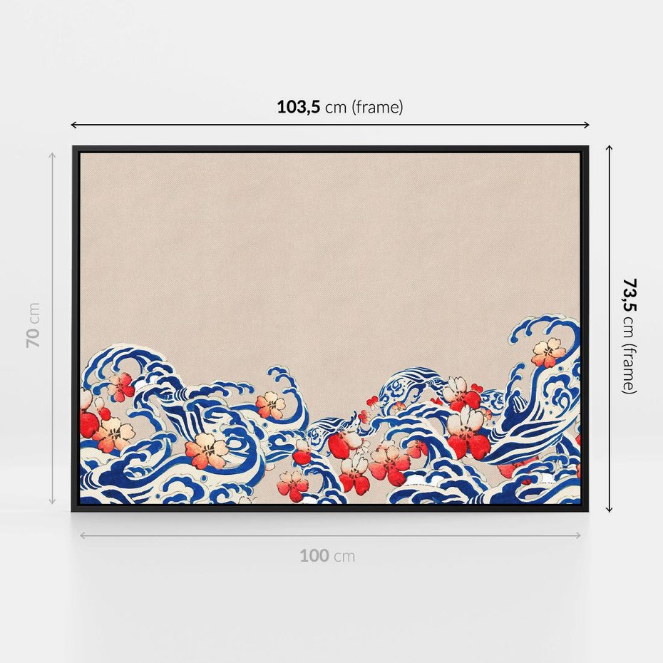 Obraz w ramie 100x70 - Japońska Harmonia: Falujące Kwiaty - japonia, orientalne kwiaty wiśni - rama czarna
