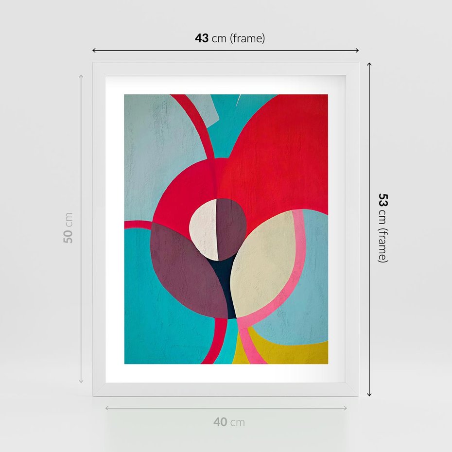 Plakat w ramie 40x50 - Kolorowe Odsłony Inspiracji - abstrakcyjny obraz, olejny - rama biała