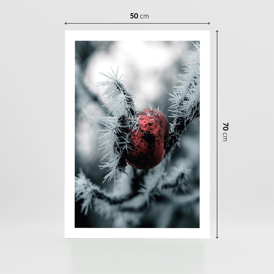 Plakat bez ramy 50x70 - Chwila Zimowego Uroku - zima, ośnieżona gałązka