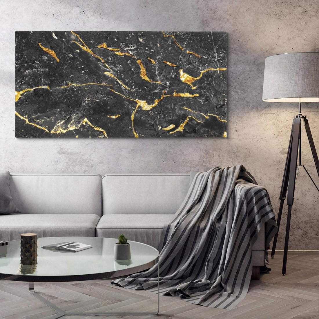 Obraz na płótnie 140x70 - Egzotyczny Blask - marmur, złoto