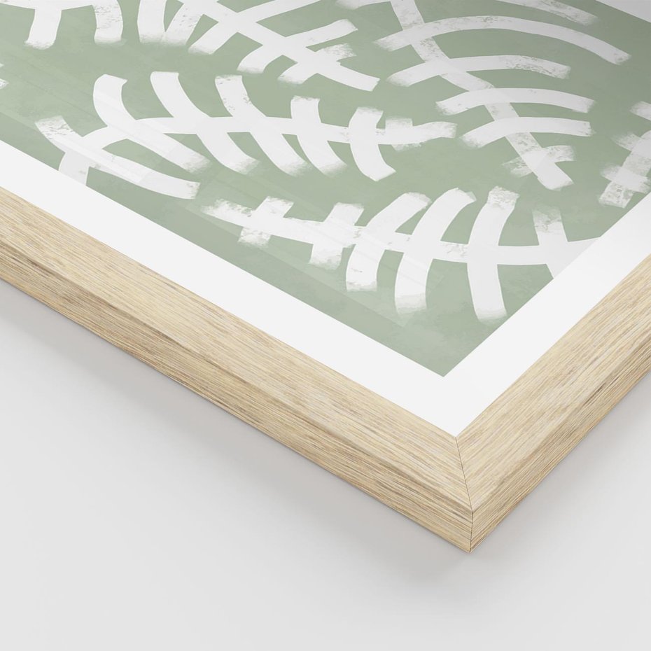 Plakat w ramie 30x40 - Oaza Zieleni - zielona abstrakcja, zgaszona zieleń - rama drewno