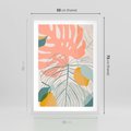 Plakat w ramie 50x70 - Sztuka Natury: Liście Monstery w Pastelach - nowoczesna grafika, pastelowe liście monstery - rama biała