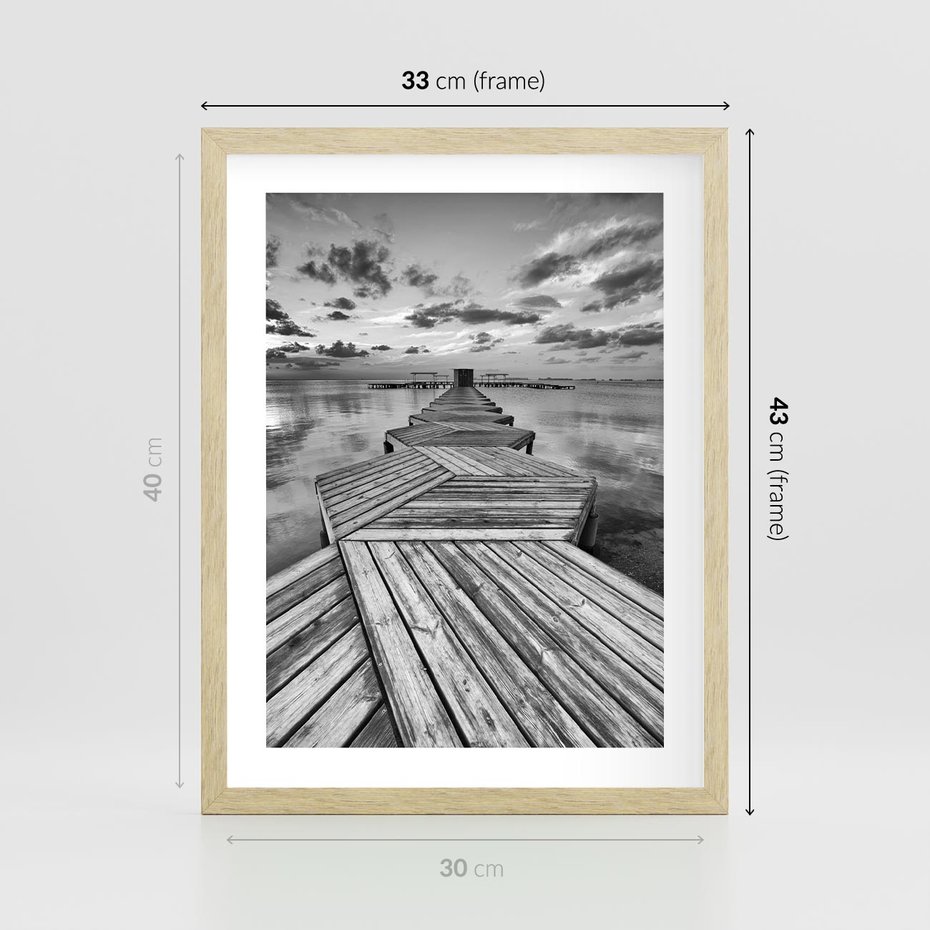 Plakat w ramie 30x40 - Pomost nad Morzem - pomost, morze - rama drewno